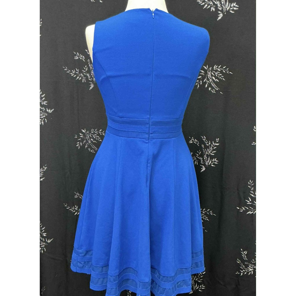 Calvin Klein Womens Royal‎ Blue Sleeveless Mesh Hem Fit and Flare Dress Size 4 - Picture 4 of 4